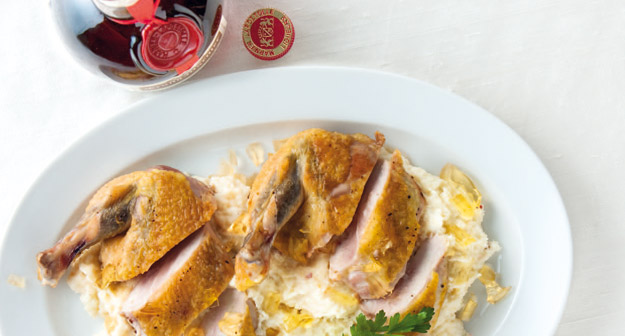 Perlhuhn auf Selleriemousse mit Grand Marnier-Gelee