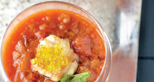 Tomatensuppe mit Kabeljau