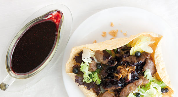 Kalbsleber mit Blaubeer-Chilichutney-Relish mit Wodka
