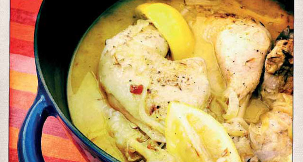 Zitronen-Hühnchen mit Safran an spanischem Ingwer-Reis