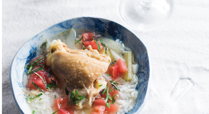 Canja – Portugiesische Reissuppe mit Huhn und Minze