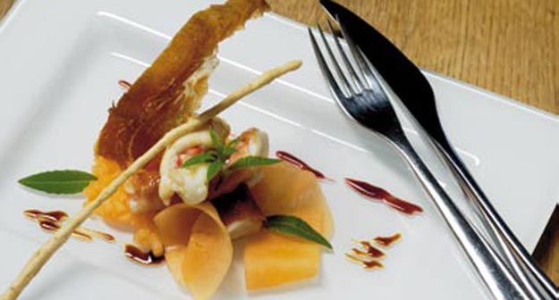 Gebratene Scampi mit Melonensalat