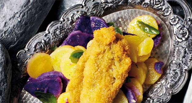Gebackene Austern auf Bergkartoffelsalat