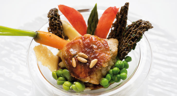 Rezept Milken-Saltimbocca mit Mascarpone-Risotto, Frühlingsgemüse und ...